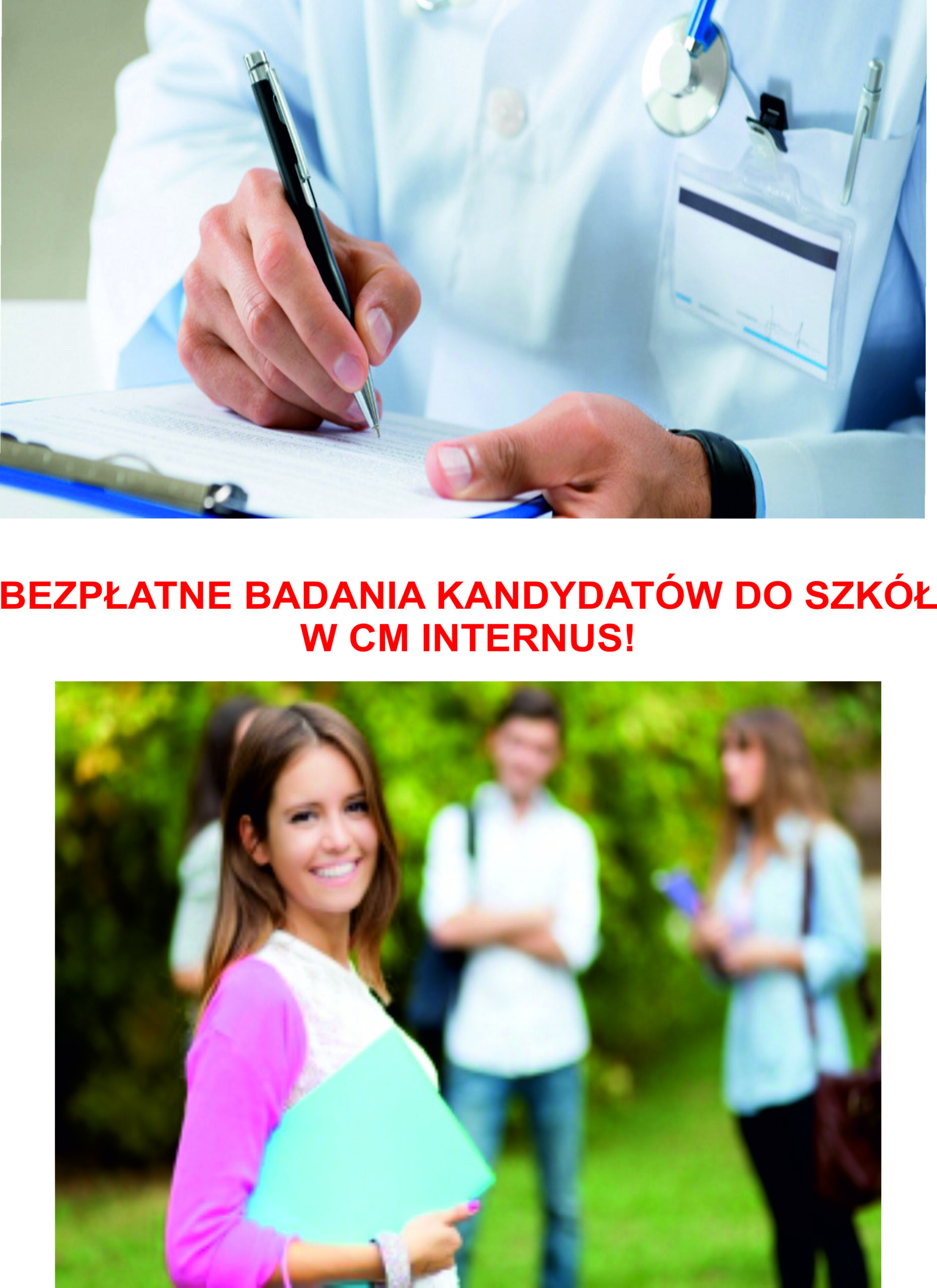 BEZPŁATNE BADANIA KANDYDATÓW DO SZKÓŁ